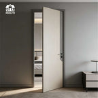 Hotel living room soundproof brown wood grain WPC door, color and size customizable.