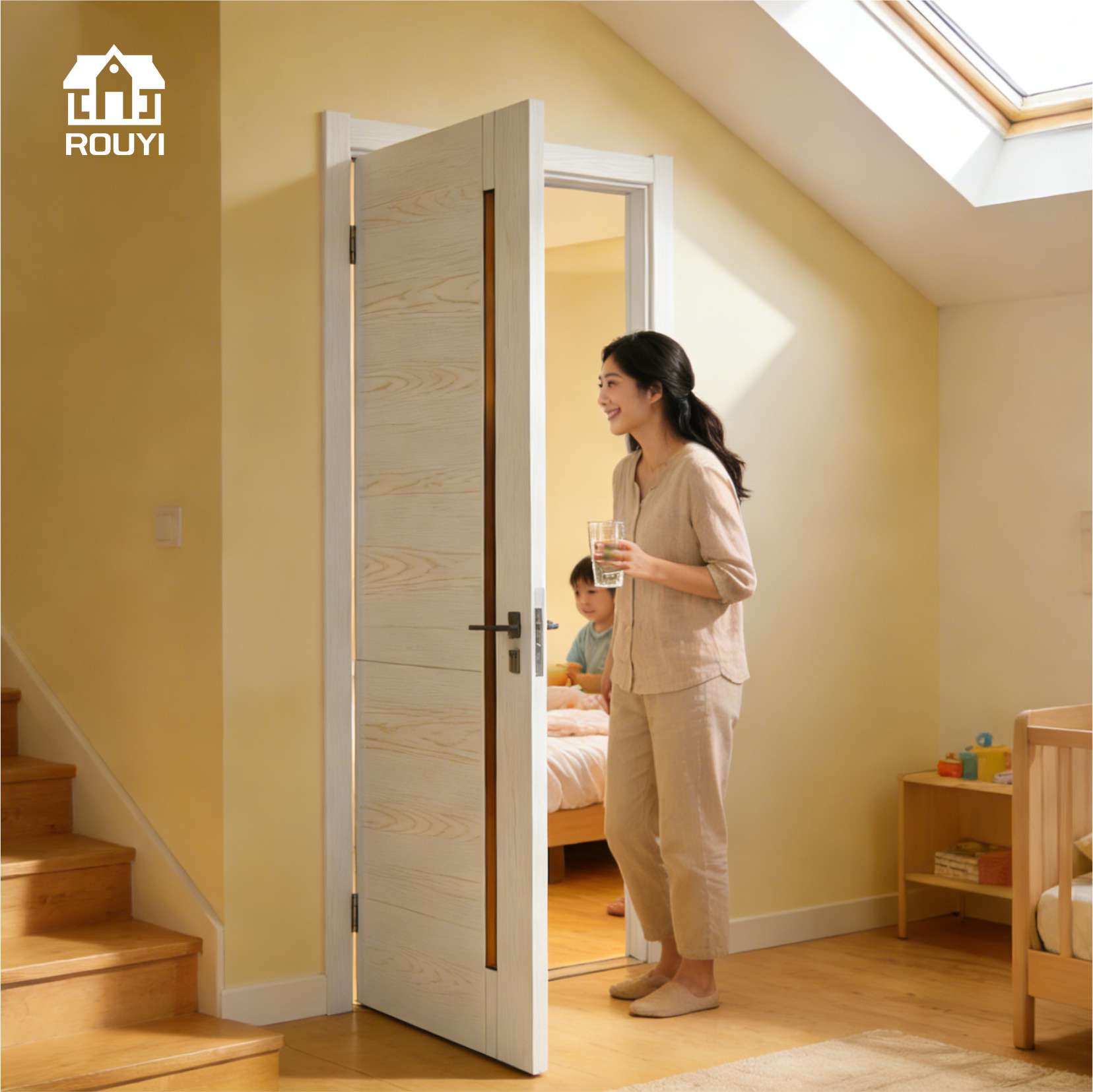 Modern design WPC doors offer superior sound insulation, heat insulation, waterproofing, and moisture resistance ideal choice for indoor use.