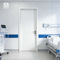 White wood grain minimalist WPC door for hospital wards and offices; commercial soundproof, heat-insulating, and formaldehyde-free door.