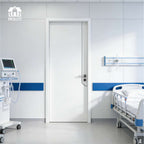 White wood grain minimalist WPC door for hospital wards and offices; commercial soundproof, heat-insulating, and formaldehyde-free door.