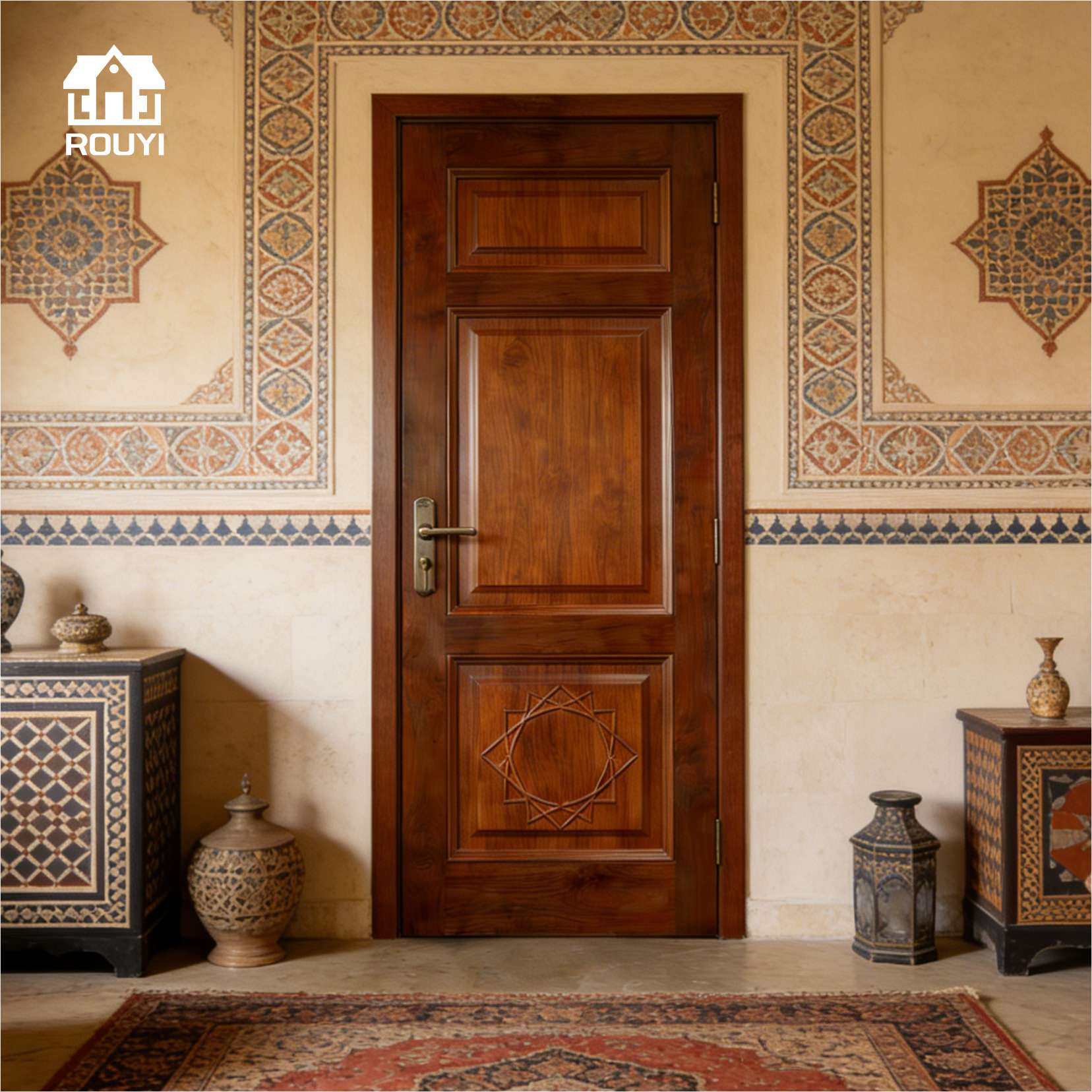 WPC Door Manufacturing Factory Modern Style Interior Door with Natural wood color