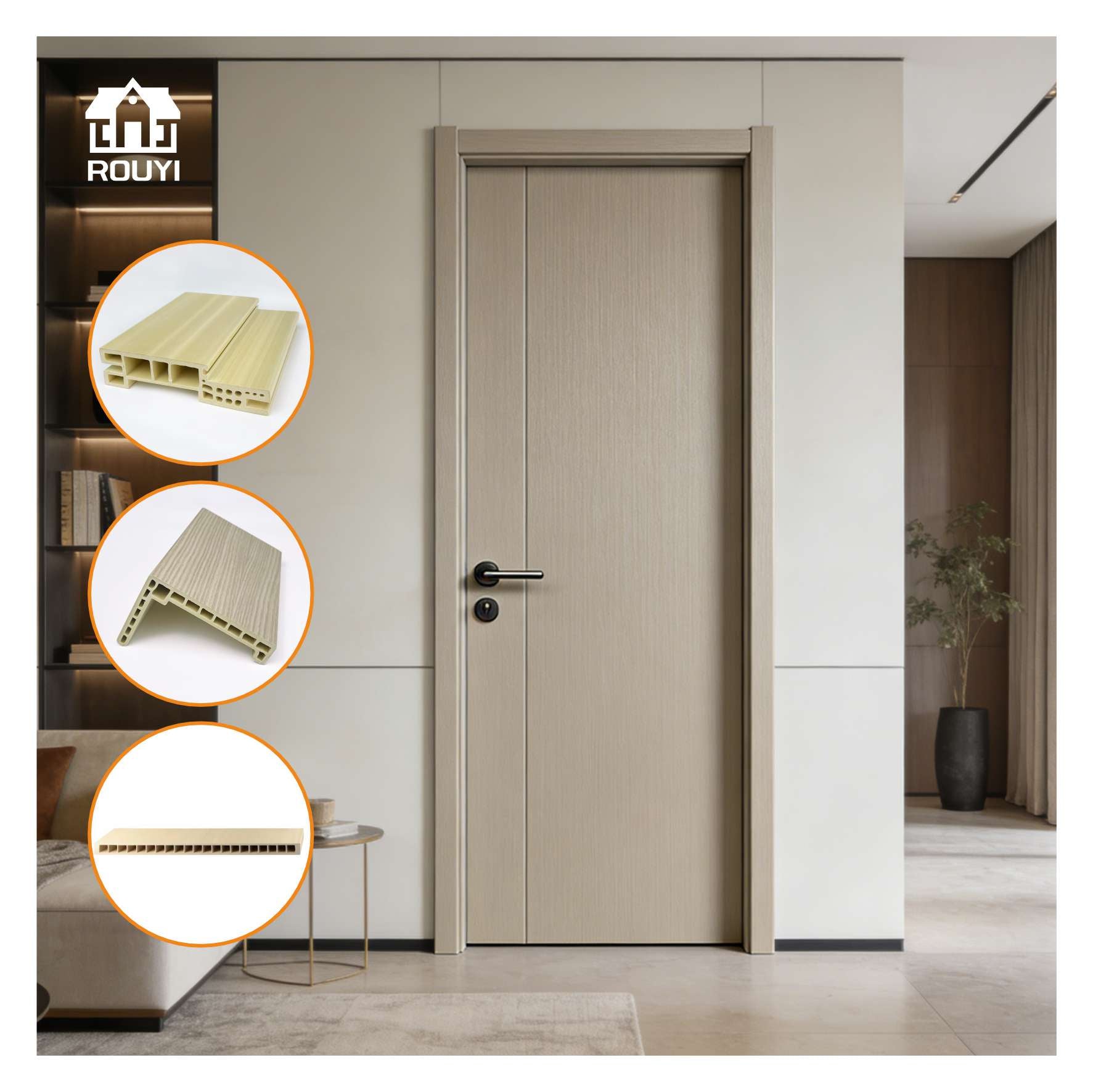 China WPC Door Manufacturer for Kitchen, Bathroom, Bedroom, Living room with Modern Style Design