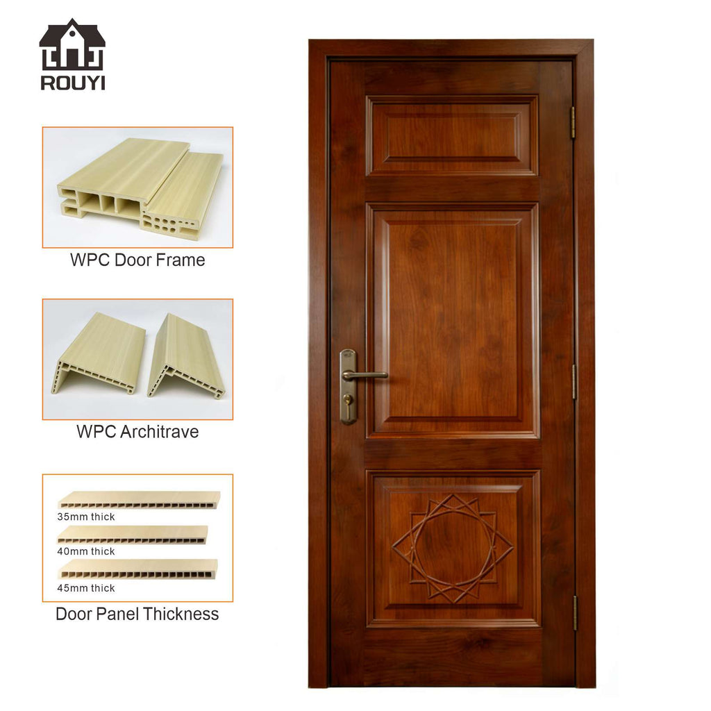 WPC Door Manufacturing Factory Modern Style Interior Door with Natural wood color