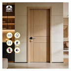 White wood grain minimalist WPC door for hospital wards and offices; commercial soundproof, heat-insulating, and formaldehyde-free door.