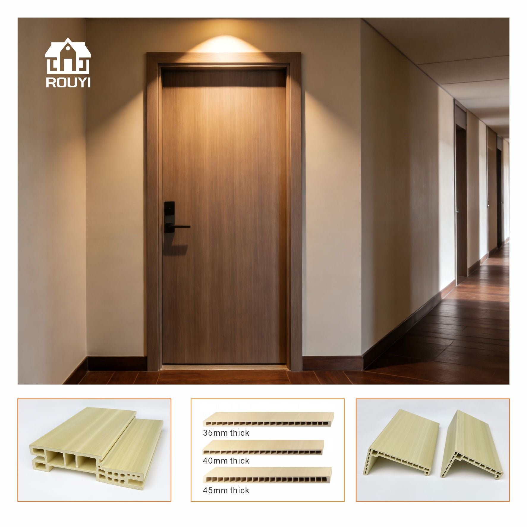 Hot Sale Modern Design Waterproof Soundproof WPC Door  Door Interior Doors for House Interior for Kitchen, Bathroom