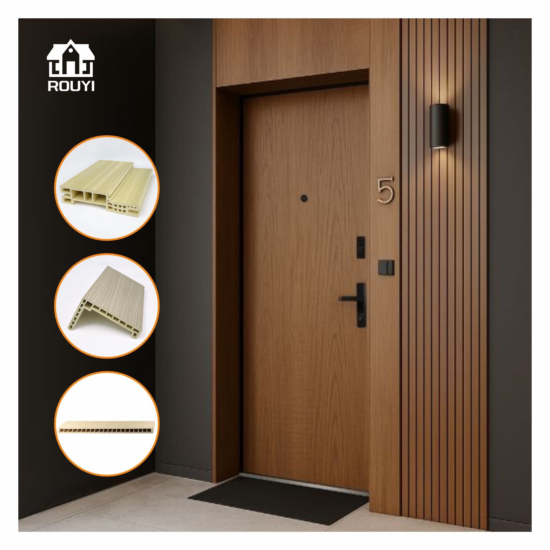 Hot Sale Commercial and Residential WPC Door, New Design for Home, Hotel, Apartments, Dormitories,etc