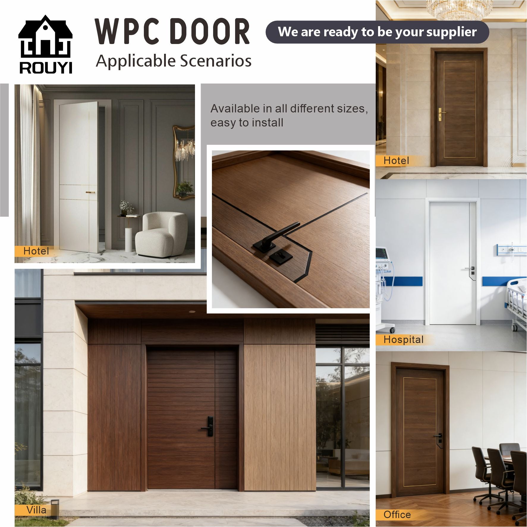 WPC Door | Waterproof Wood Plastic Composite Interior Door for Hotel, Villa & Commercial Projects