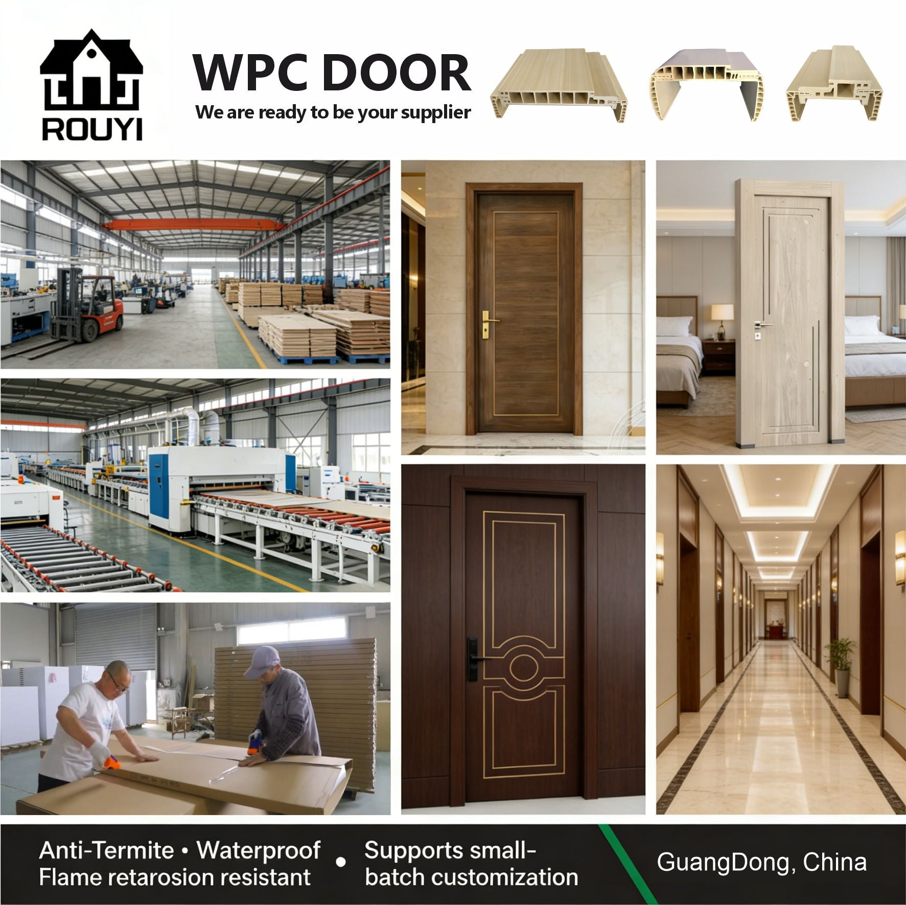 Waterproof & Eco-Friendly WPC Doors - Mold-Resistant & Customizable for Kitchen, Bathroom